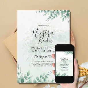 Invitación NUESTRA BODA Greenery Spanish WEDDING Invitation