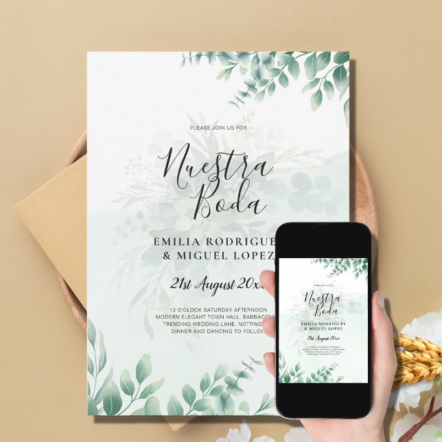 Invitación NUESTRA BODA Greenery Spanish WEDDING Invitation (Subido por el creador)