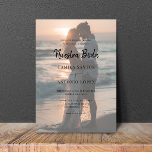 Invitación Nuestra Boda moderna   Faded Photo Spanish Wedding