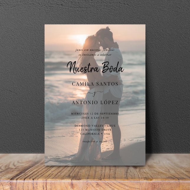 Invitación Nuestra Boda moderna | Faded Photo Spanish Wedding (Subido por el creador)
