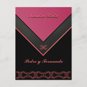 Invitación - Nuestra Boda - Negra, naranja de Rosa