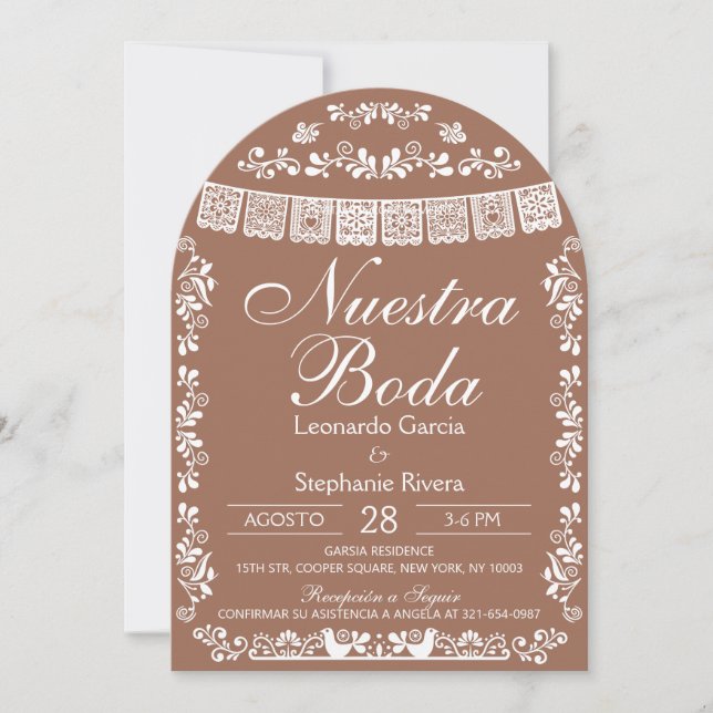 Invitación Nuestra Boda Papel Picado Spanish Wedding Arch (Anverso)