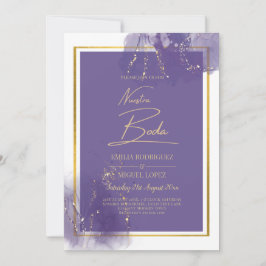 Invitación NUESTRA BODA PURPLE GOLD Boda Lavender INVITE