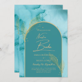 Invitación NUESTRA BODA Turquesa Verde azulada Boda de Oro