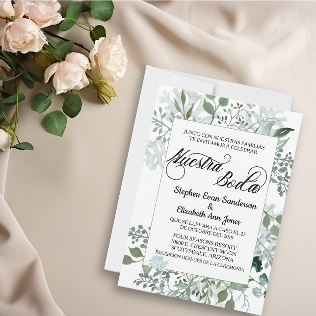 Invitación Nuestra Boda Verde Follaje de Bodas Españolas (Subido por el creador)