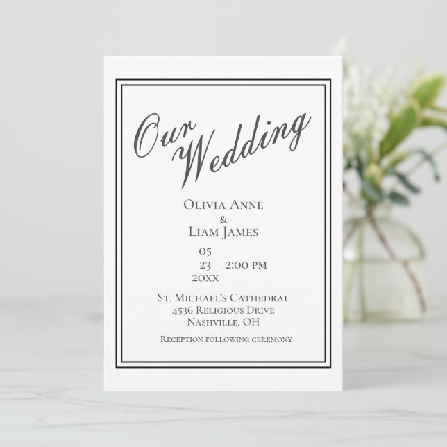 Invitación Nuestra Boda White Black Modern Elegant Wedding (Anverso de pie)