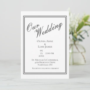 Invitación Nuestra Boda White Black Modern Elegant Wedding
