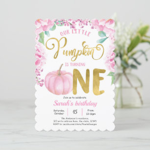 Invitación Nuestra calabaza pequeña, Chica otoño otoño en pri