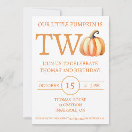 Invitación Nuestra calabaza pequeña es dos, fiesta de cumplea