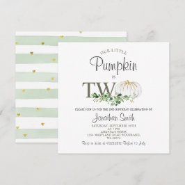 Invitación Nuestra Calabaza Pequeña Es Dos Verdes Florales Cu