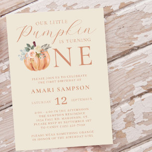 Invitación Nuestra calabaza pequeña es un primer cumpleaños