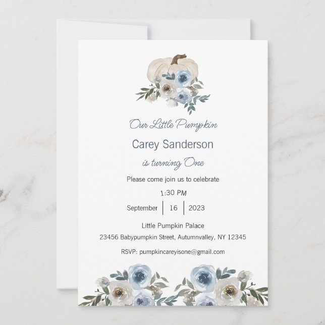 Invitación Nuestra calabaza pequeña es una invitación, primer (Anverso)