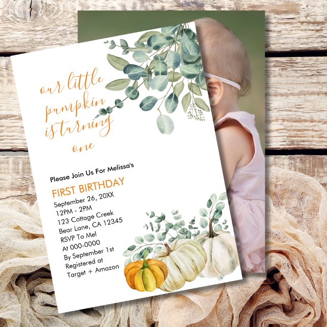 Invitación Nuestra calabaza pequeña está convirtiendo una fot (Subido por el creador)
