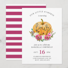 Invitación Nuestra calabaza pequeña por el cuarto cumpleaños