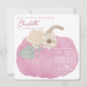 Invitación Nuestra calabaza Pink Fall Cumpleaños