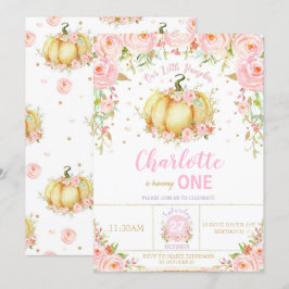 Invitación Nuestra calabaza primera Chica de cumpleaños flora