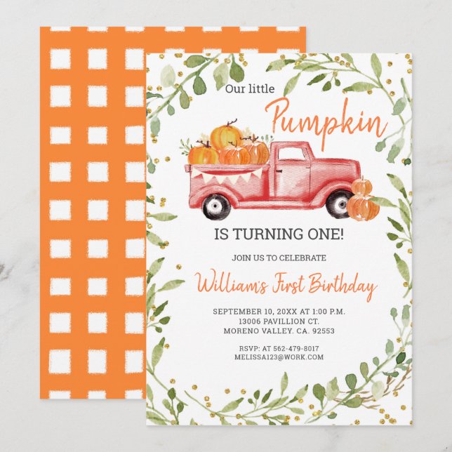 Invitación Nuestra calabaza se está volviendo una (Anverso / Reverso)