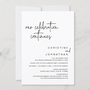 Invitación Nuestra celebración continúa, Fiesta de Elopement