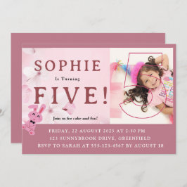 Invitación ¡Nuestra dulce princesa conejita cumple 5 años! In