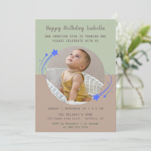 Invitación Nuestra Estrella Fugaz Cumple Un Año de Edad 