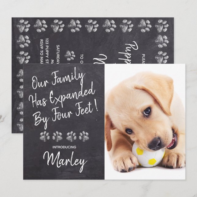 Invitación Nuestra familia de cuatro pies de nuevo Mascota Pe (Anverso / Reverso)