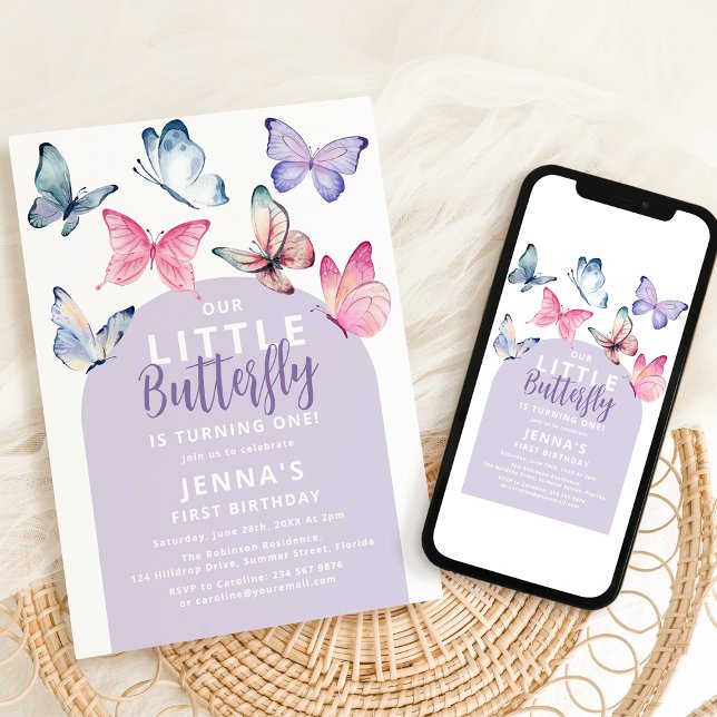 Invitación Nuestra fiesta de cumpleaños de la mariposa pequeñ (Subido por el creador)