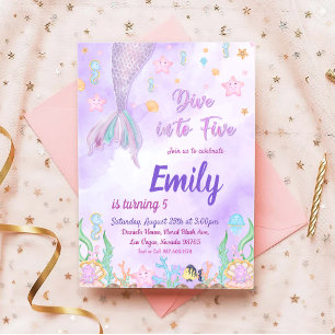 Invitación Nuestra fiesta de cumpleaños de Sirena bajo el Fie