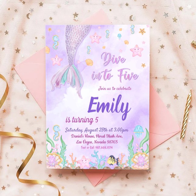 Invitación Nuestra fiesta de cumpleaños de Sirena bajo el Fie (Subido por el creador)