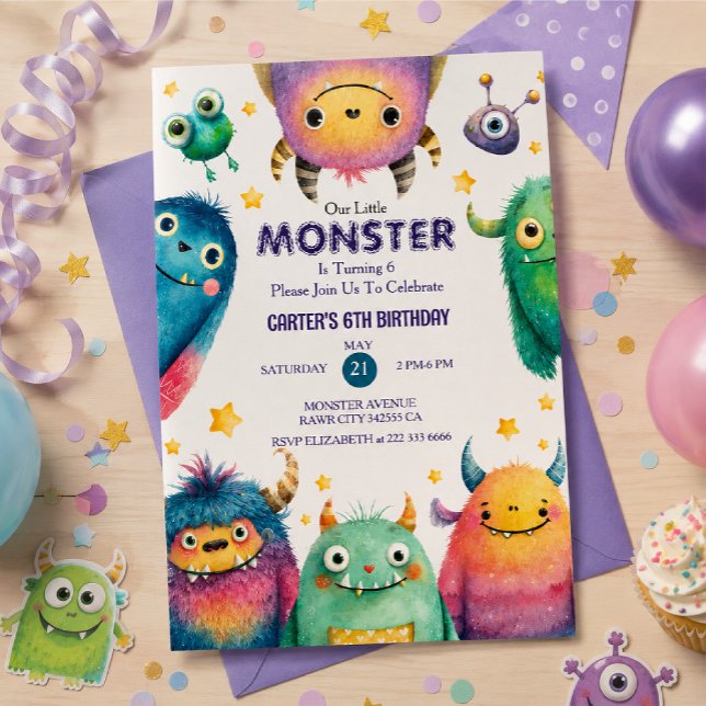 Invitación Nuestra Fiesta de Cumpleaños Temática de Monstruos (Subido por el creador)