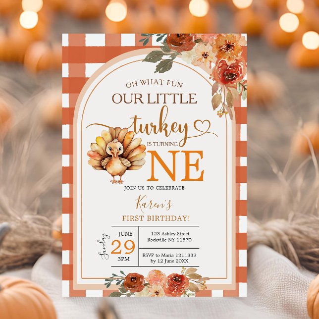 Invitación Nuestra flor salvaje de Little Turkey Gingham Prim (Subido por el creador)