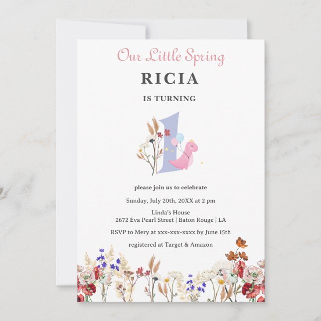 Invitación Nuestra flor silvestre de la primavera pequeña (Anverso)
