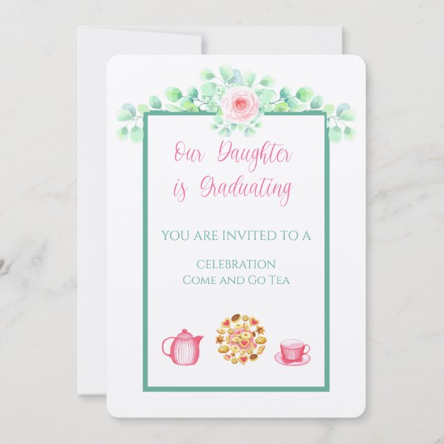 Invitación Nuestra Hija Está Graduando Linen (Anverso)