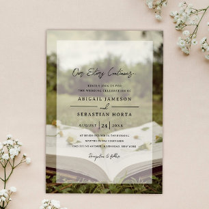Invitación Nuestra historia continúa Boda del libro de cuen