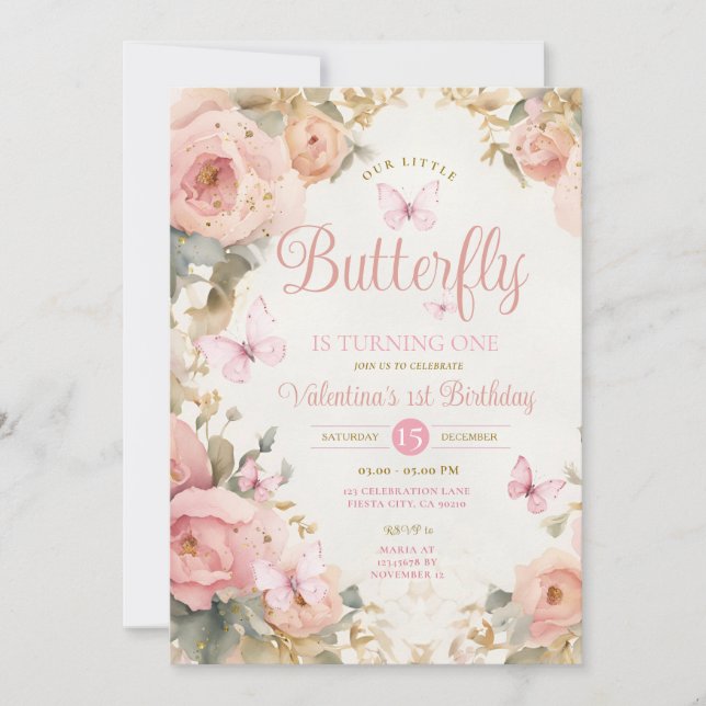 Invitación Nuestra mariposa pequeña está convirtiendo una flo (Anverso)