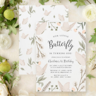 Invitación Nuestra Mariposa Pequeña Primer Cumpleaños Cuta Ac