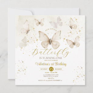 Invitación Nuestra mariposa pequeña se vuelve una crema blanc
