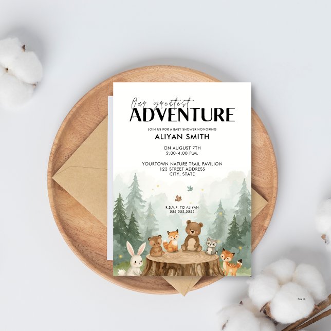 Invitación Nuestra más grande aventura en Woodland Baby Showe (Subido por el creador)