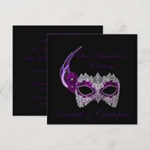 Invitación "Nuestra máscara de la púrpura real de la boda de