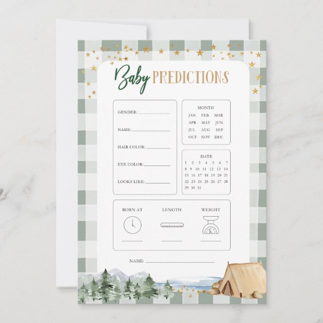 Invitación Nuestra mayor aventura baby shower predicción de b (Anverso)