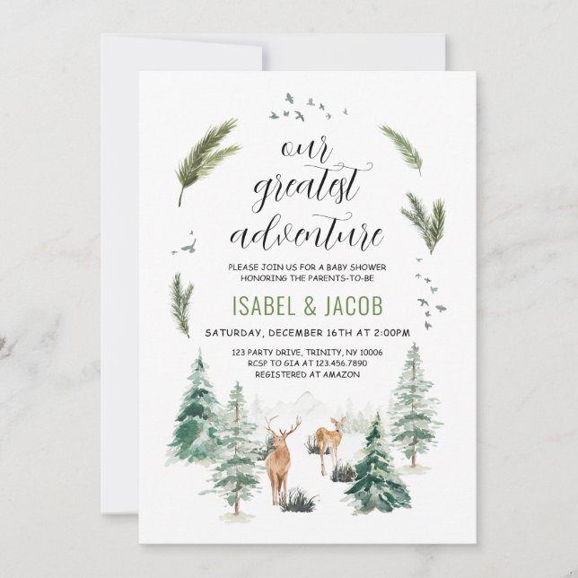 Invitación Nuestra mejor aventura Baby Shower (Anverso)