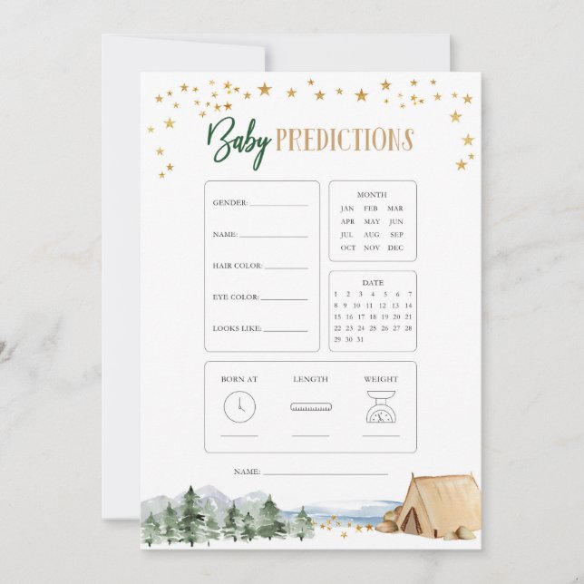 Invitación Nuestra mejor aventura Baby Shower Baby Prediction (Anverso)