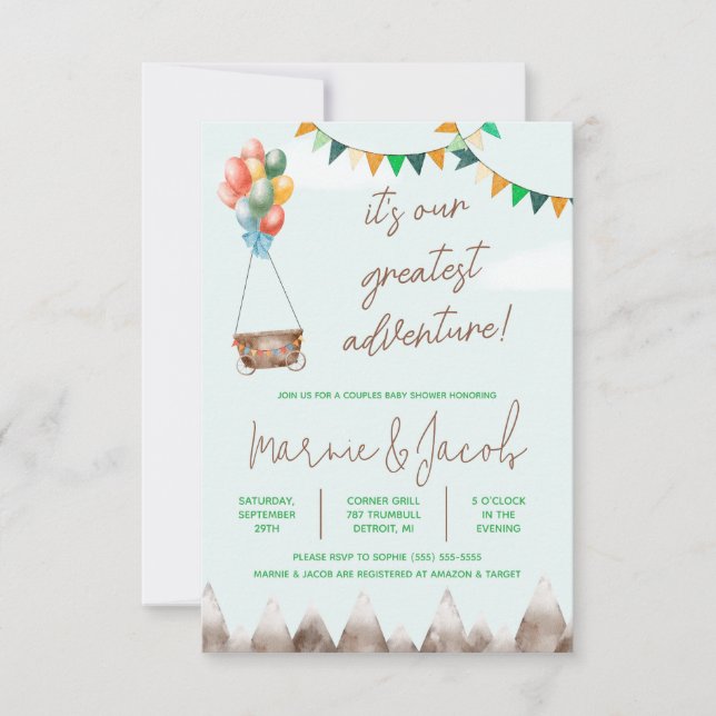 Invitación Nuestra mejor aventura género Baby Shower neutral