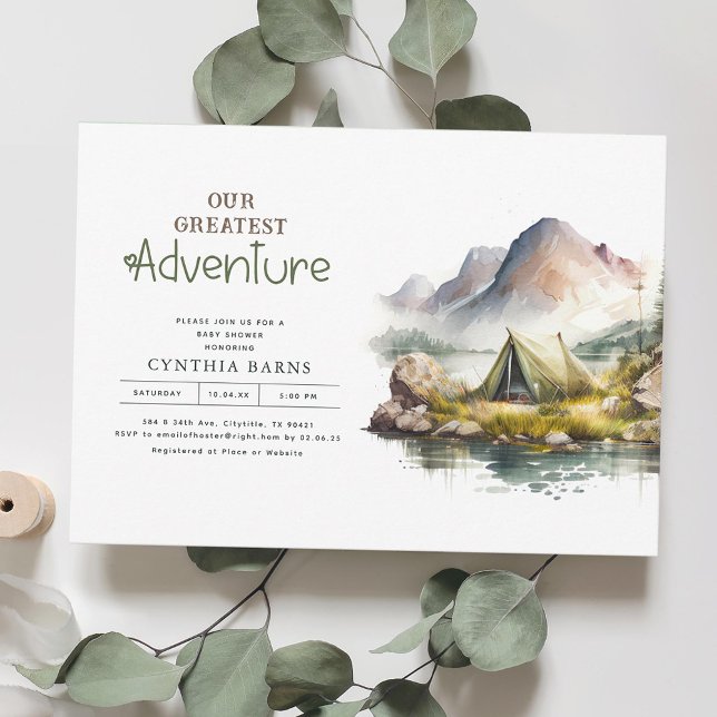 Invitación Nuestra mejor aventura Montañas Wild Baby Shower (Our Greatest Adventure Baby Shower Invitations)