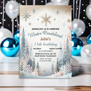Invitación nuestra nieve azul chica Invierno Onederland 13 cu