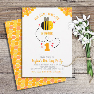 Invitación Nuestra Pequeña Abeja Melosa Cumpleaños Dulce Kawa