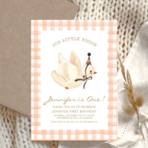 Invitación Nuestra pequeña acuarela Birdie Cumpleaños Mínimo
