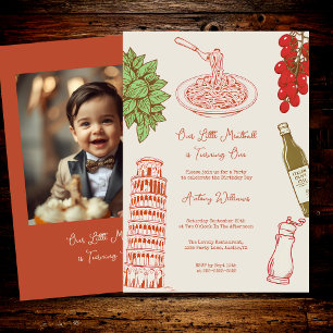 Invitación Nuestra pequeña albóndiga cumple un año foto Cumpl