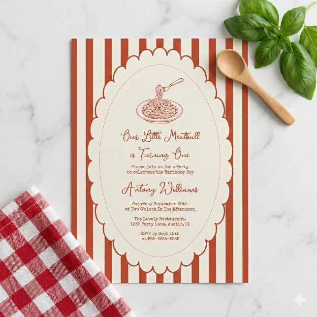 Invitación Nuestra pequeña albóndiga cumple uno Cumpleaños 1 (Subido por el creador)