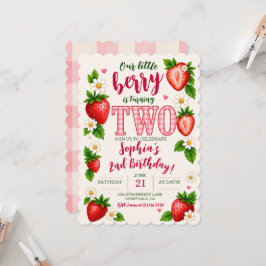 Invitación Nuestra Pequeña Baya Cumple Un Año Cumpleaños de F