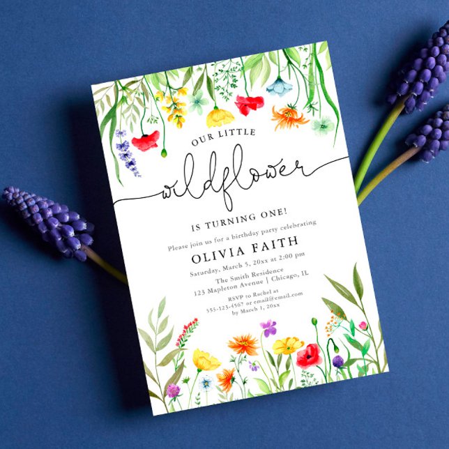 Invitación Nuestra pequeña bebé de flores silvestres fiesta d (Subido por el creador)